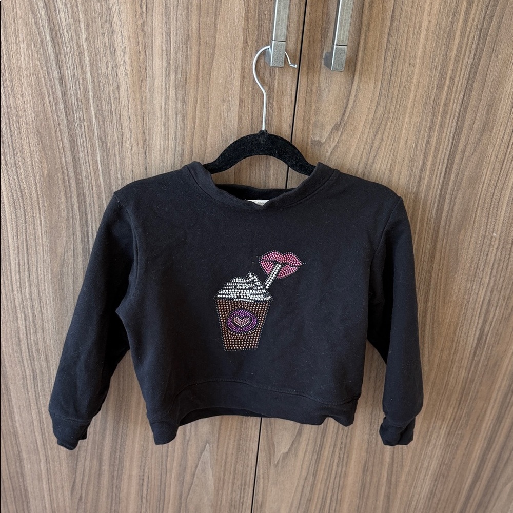 Black Kids Sweatshirt with Studded Design